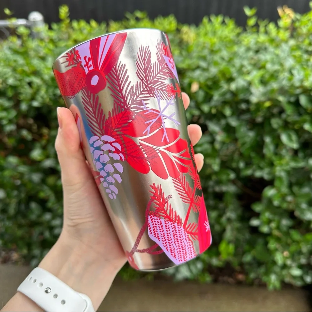 Starbucks 2021 Holiday Double Wall Ceramic Pinecone Tumbler Mug Silver Metallic